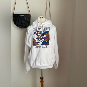 Vintage Hanes Reebok 1993 Road Race White Pullover Hoodie, Size XL